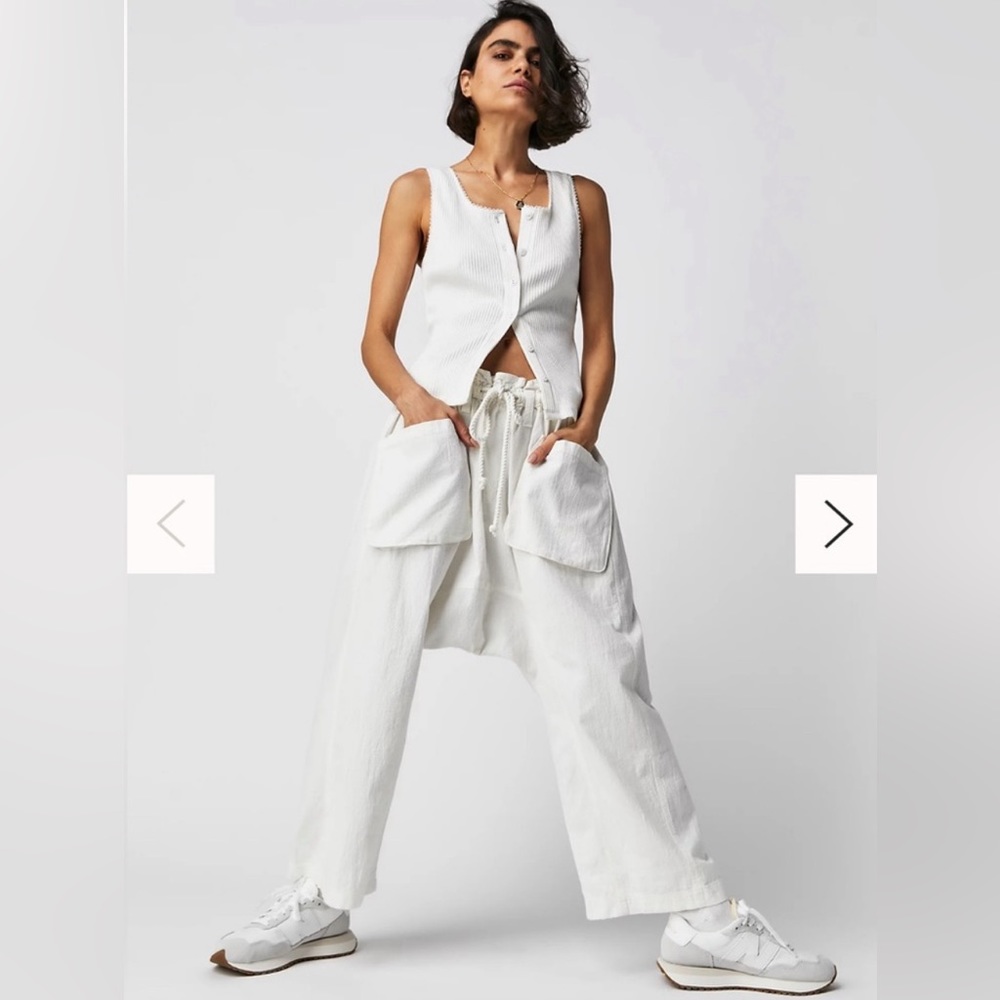 BRAND NEW • FREE PEOPLE • Runyon Oversized Solid Pants • White • Medium